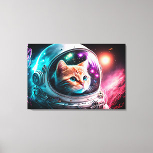 Funny Space Cat Astronaut Kitty Galaxy Universe Leinwanddruck