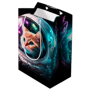 Funny Space Cat Astronaut Kitty Galaxy Universe Mittlere Geschenktüte