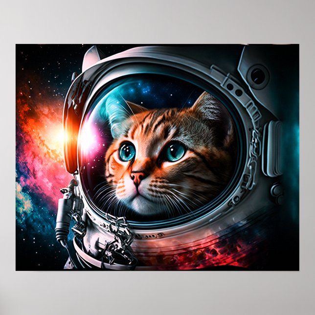 Funny Space Cat Astronaut Kitty Galaxy Universe Poster (Vorne)
