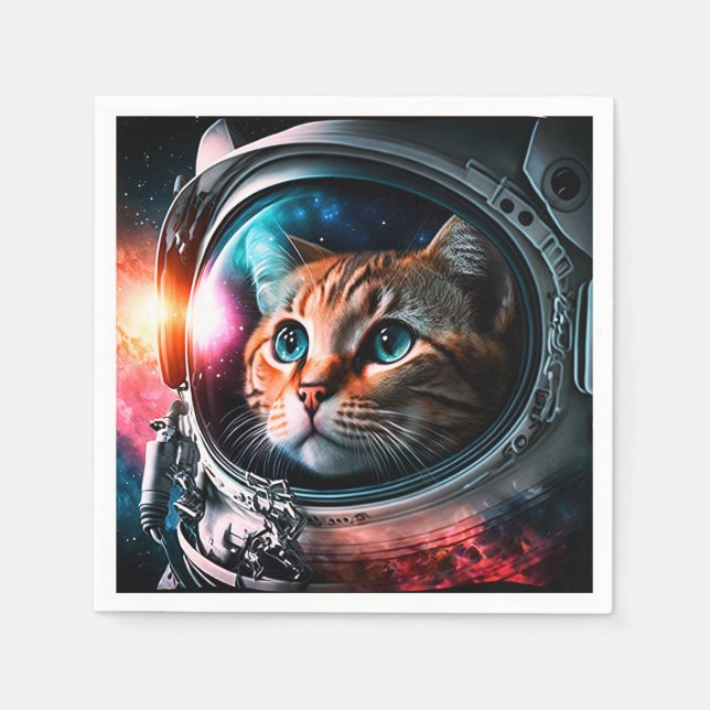 Funny Space Cat Astronaut Kitty Galaxy Universe Serviette (Vorderseite)