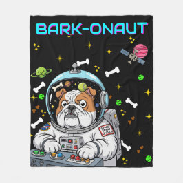 Funny Space Hund "Barkonaut" Bulldog Liebt Galaxy Fleecedecke