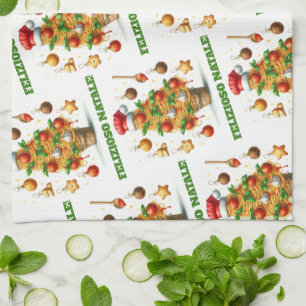 Funny Spaghetti Weihnachtsbaum Delizioso Natale! Geschirrtuch