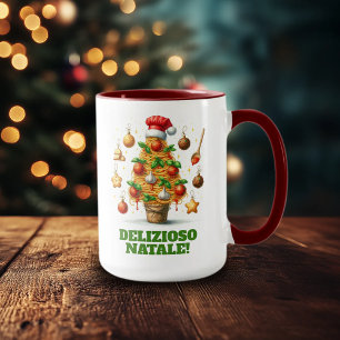 Funny Spaghetti Weihnachtsbaum Delizioso Natale! Tasse