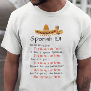 Funny Spanish 101 Language Lesson Beach Beer T-Shirt