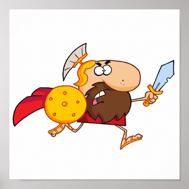 Funny Spartan Gladiator Running Poster (Vorne)