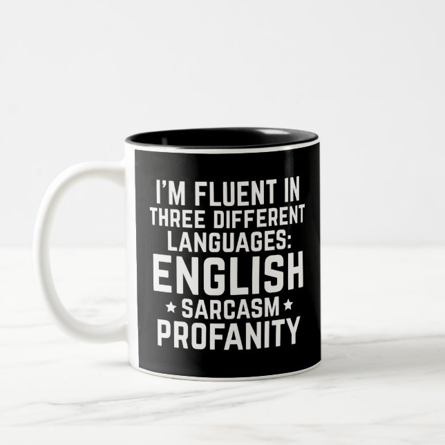 Funny Spaß Fluent English Profanity Sarcasm Gesche Zweifarbige Tasse (Links)