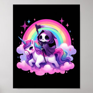Funny Spaß Rainbow Gothic Grim Sensenmann Riding U Poster