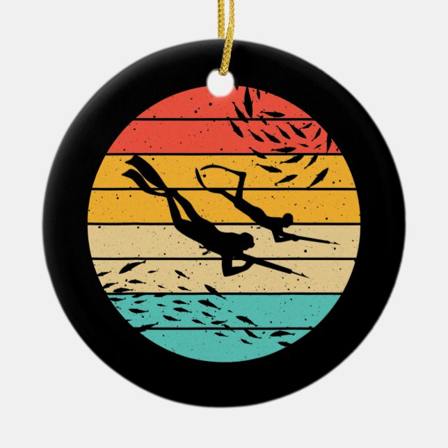 Funny Spearfishing Geschenk für Männer Frauen tauc Keramik Ornament (Vorne)