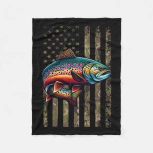 Funny Specklklk Brook Trout American Flag Fishing  Fleecedecke