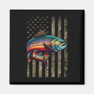Funny Specklklk Brook Trout American Flag Fishing Magnet