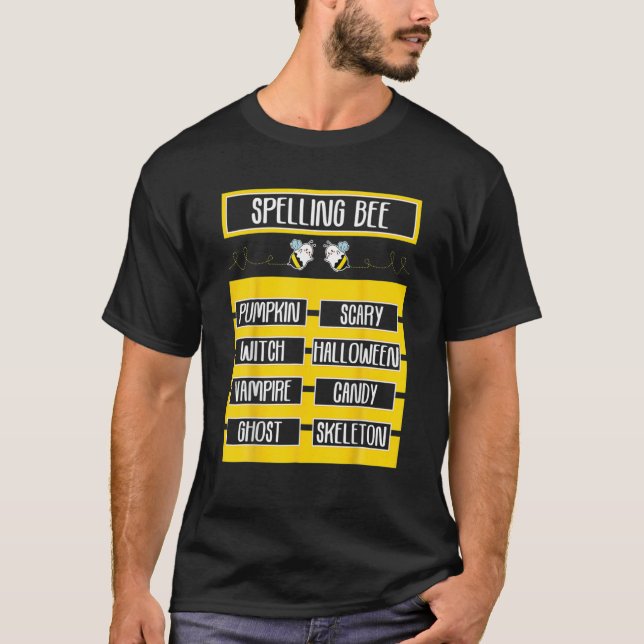 Funny Spelling Bee Pun Halloween Costume For Teach T-Shirt (Vorderseite)