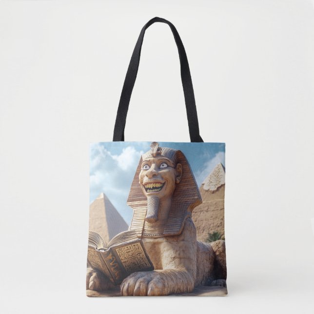 Funny Sphinx Statue Lesen antikes Buch in Ägypten (Vorderseite)