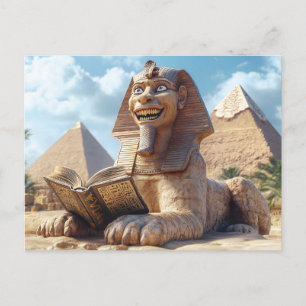 Funny Sphinx Statue Lesen antikes Buch in Ägypten Feiertagspostkarte