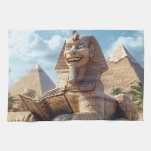 Funny Sphinx Statue Lesen antikes Buch in Ägypten Geschirrtuch