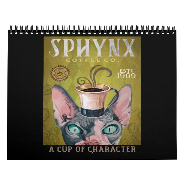 Funny Sphynx Cat Coffee Co. A Cup Of Character Kalender (Titelbild)