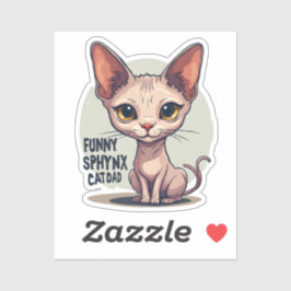 Funny Sphynx Cat Dad Cartoon Art Aufkleber
