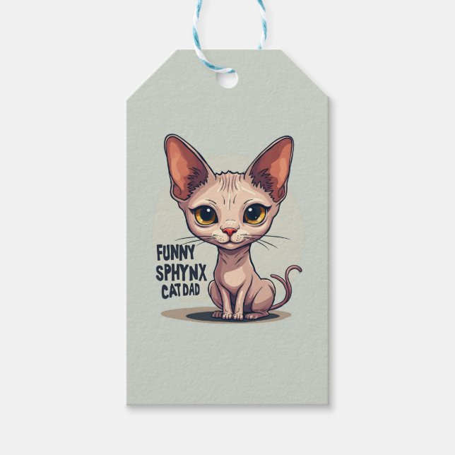 Funny Sphynx Cat Dad Cartoon Art Geschenkanhänger (Vorderseite)