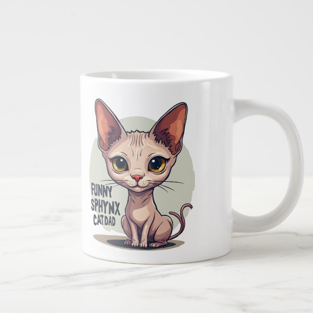 Funny Sphynx Cat Dad Cartoon Art Jumbo-Tasse (Rechts)