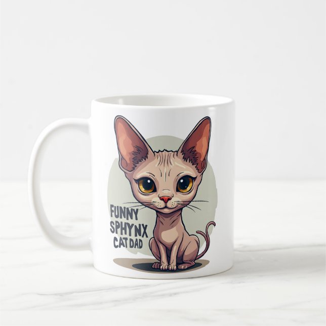Funny Sphynx Cat Dad Cartoon Art Kaffeetasse (Links)