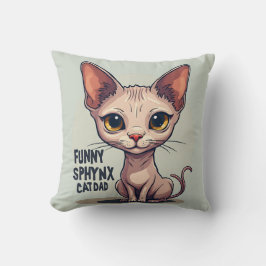 Funny Sphynx Cat Dad Cartoon Art Kissen