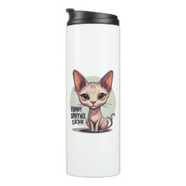 Funny Sphynx Cat Dad Cartoon Art Thermosbecher