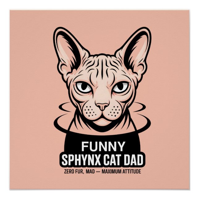 Funny Sphynx Cat Dad Vector Art Poster (Vorderseite)