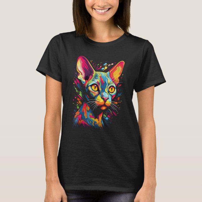 Funny Sphynx Cat, farbenfrohe Katze Sphynx Haarlos T-Shirt (Vorderseite)