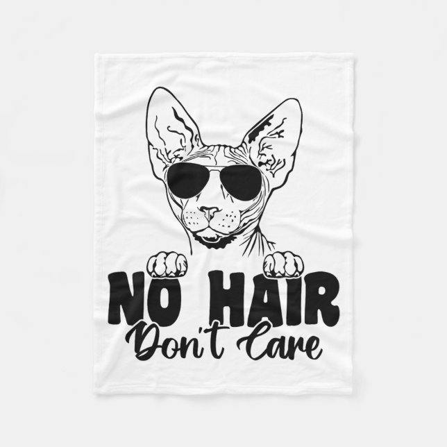 Funny Sphynx Cat No Hair Don't Care Bald Hairless  Fleecedecke (Vorderseite)