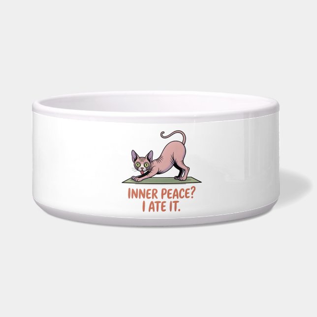 Funny Sphynx Cat Yoga Cartoon Art Napf (Vorderseite)