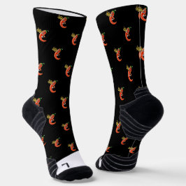 Funny Spicy Chili auf Feuermuster Socken