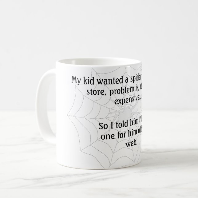 Funny Spider Joke Kaffeetasse (Vorderseite Links)