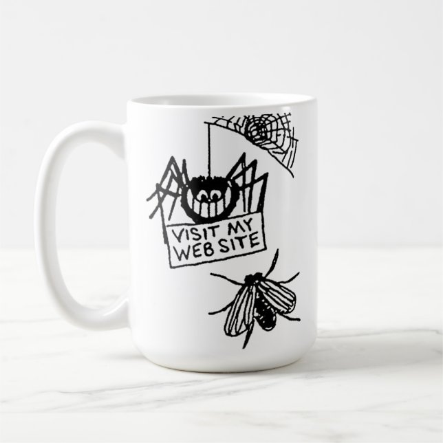 Funny Spider Says Visit My Website Cartoon Kaffeetasse (Links)