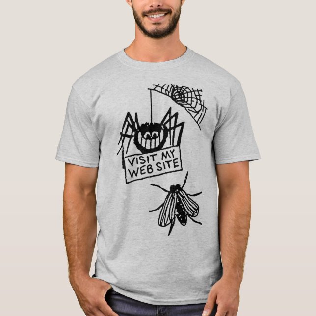 Funny Spider Says Visit My Website Cartoon T-Shirt (Vorderseite)