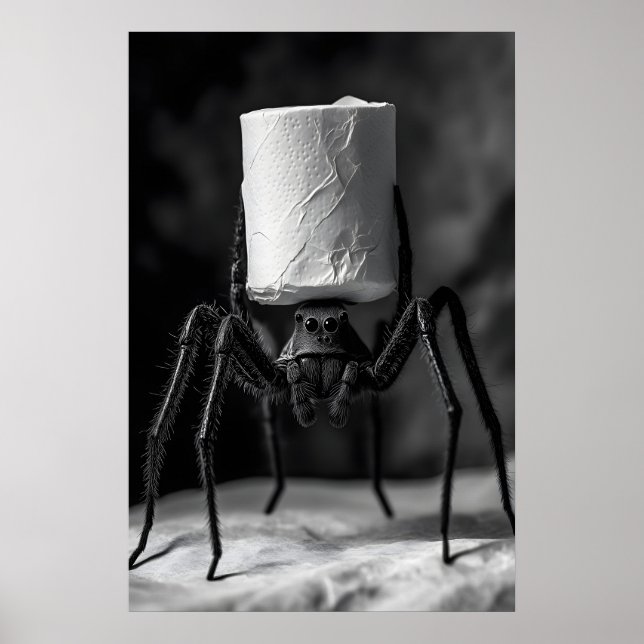 Funny Spider Toilet Paper Roll Bathroom Art Print Poster (Vorne)