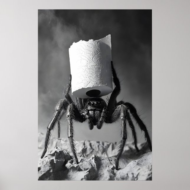 Funny Spider Toilet Paper Roll Bathroom Art Print Poster (Vorne)