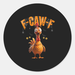Funny Spider Web Chicken F-caw-f Runder Aufkleber