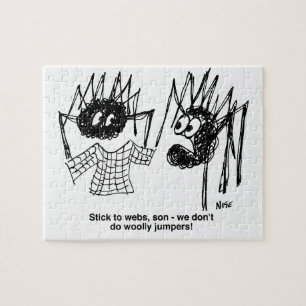 Funny Spiders and Spiders Web Weaving Cartoon Puzzle