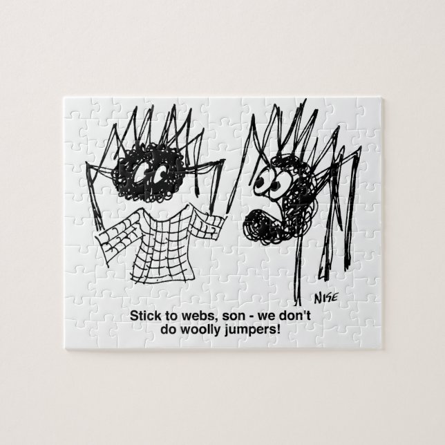 Funny Spiders and Spiders Web Weaving Cartoon Puzzle (Horizontal)