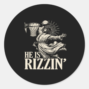 Funny spielt Bysketbyll Ostern Er Rizzin Runder Aufkleber