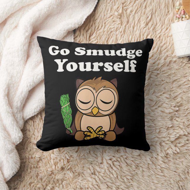 Funny Spiritual Go Smudge Sie selbst Owl Meditiere Kissen (Decke)