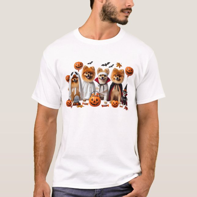 Funny Spitz Halloween Hund Lover T-Shirt (Vorderseite)