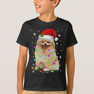 Funny Spitz Hund Weihnachtsmannmütze Weihnachtslic T-Shirt