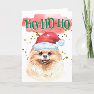 Funny Spitz Hund Weihnachtsmannmütze Yappy Howlida Feiertagskarte