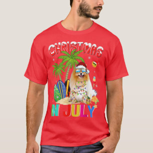 Funny Spitz in Weihnachtsmannmütze Sonnenbrille We T-Shirt