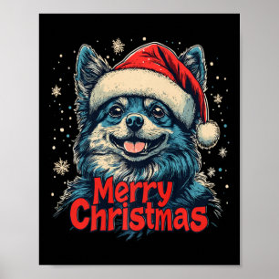 Funny Spitz Weihnachtsmannmütze Frohe Weihnachten Poster