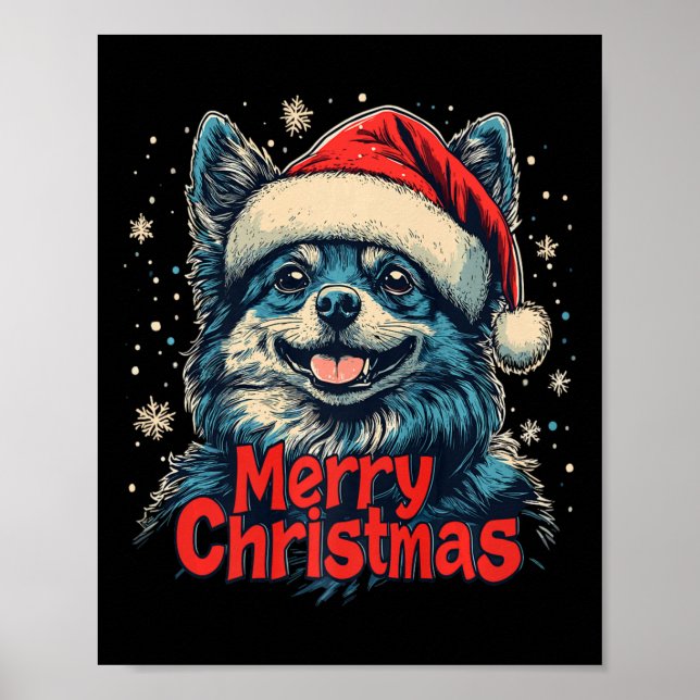 Funny Spitz Weihnachtsmannmütze Frohe Weihnachten  Poster (Vorne)