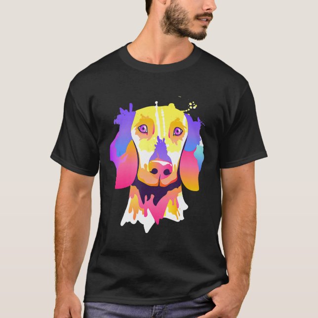 Funny Splash Art Dackel Niedliche Dackel Wurst Hun T-Shirt (Vorderseite)