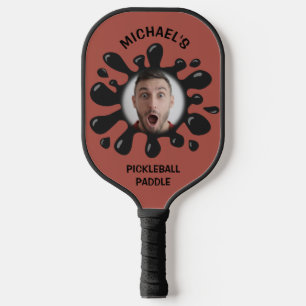 Funny Splatter Squish Black Goo Custom Name Photo Pickleball Schläger