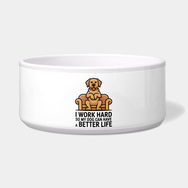 Funny Spoiled Dog Quote Couch Illustration Napf (Vorderseite)