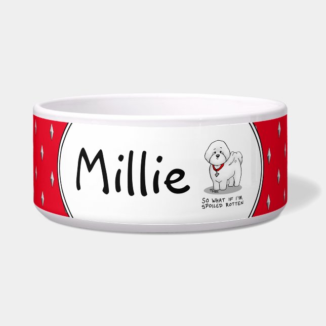 Funny Spoiled Rotten Bichon Frise Dog - Niedlich Napf (Vorderseite)